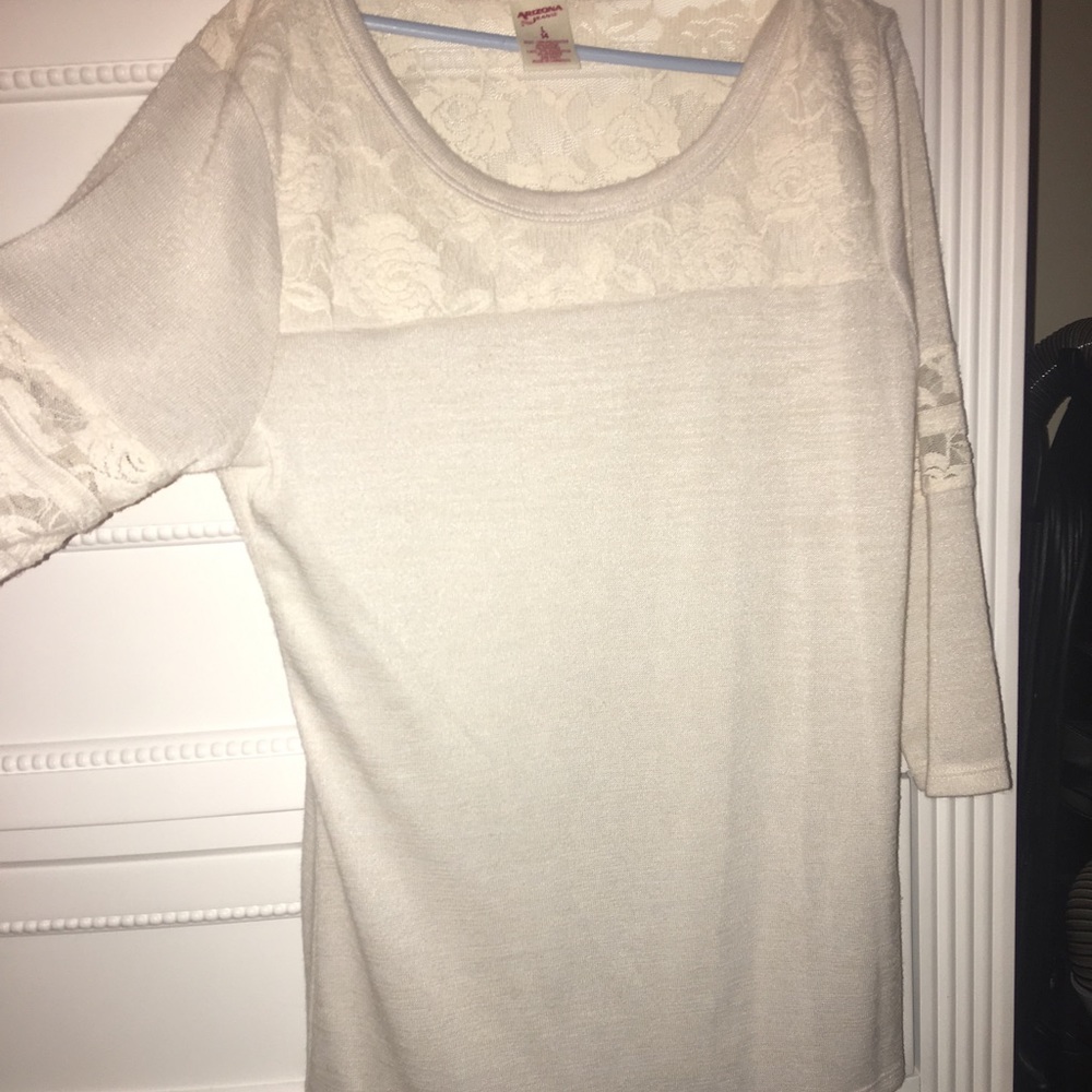 Mesh long sleeve white top